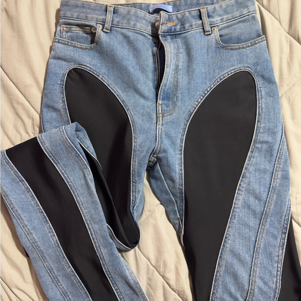 Mugler Blue and Black Skinny Jeans
